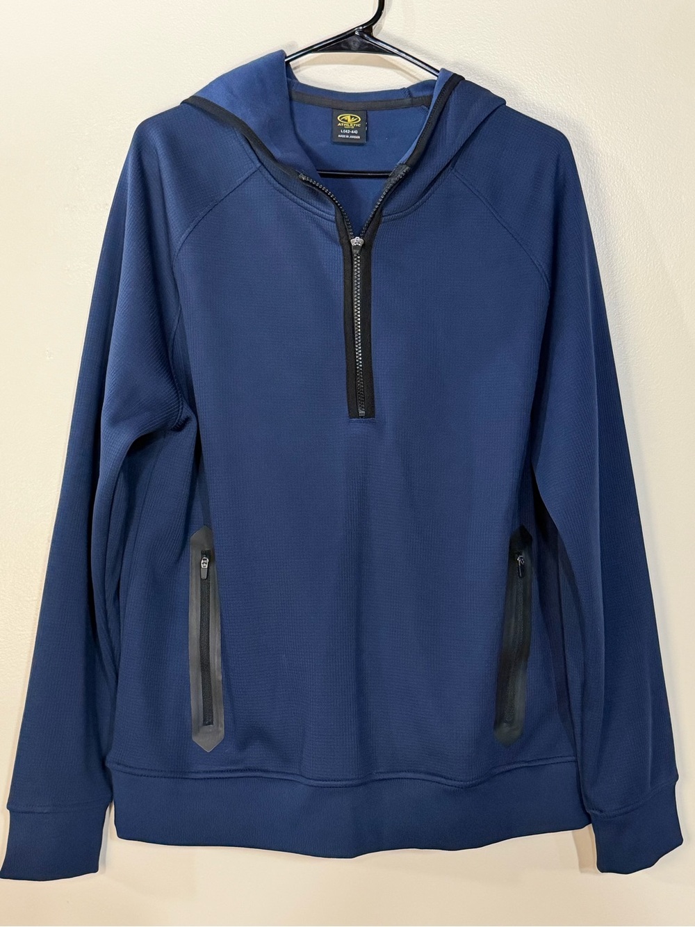 Athletic Works Navy Blue Hooded Quarter-Zip Sweater